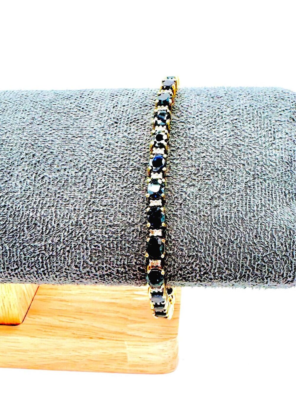 14K yellow gold sapphire and diamond tennis bracelet